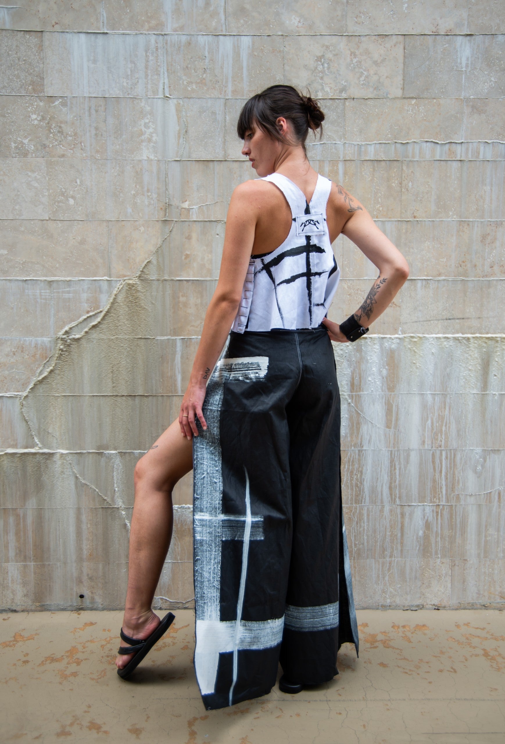 handpainted slit pants | Nicole Paloma Original Handsewn Designs